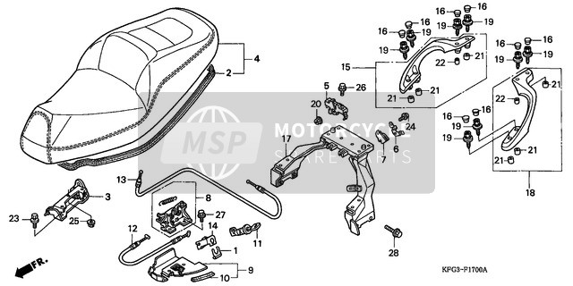 77240KFG000, Cable A, Seat Open, Honda, 1